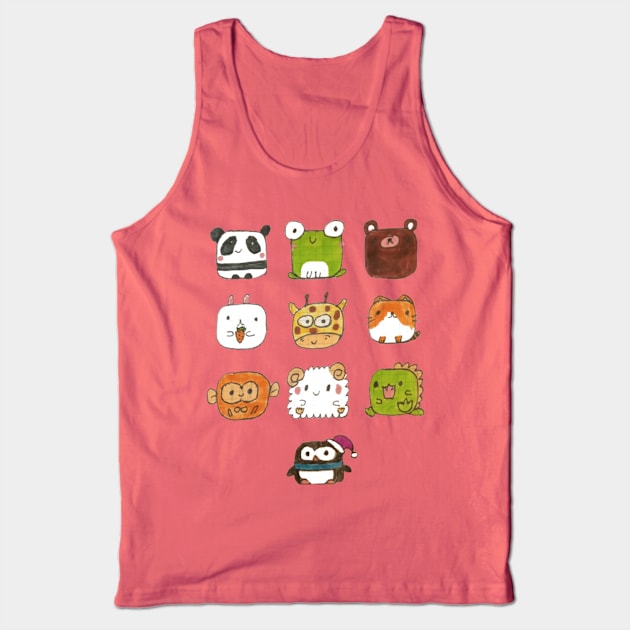 Cute Pack of Animal Figures Tank Top by Mila-Ola_Art